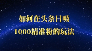 如何在头条日吸1000精准粉的玩法