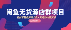 闲鱼无货源店群项目
