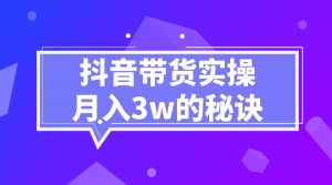 抖音带货实操月入3w的秘诀