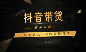 抖音带货：新手月入1-5W实战方法