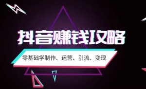 抖音赚钱攻略：零基础学制作、运营、引流、变现