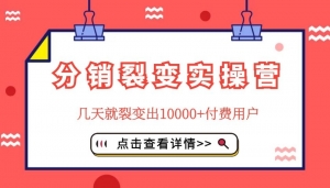 分销裂变实操营，几天就裂变出10000+付费用户