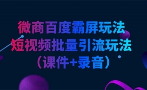 微商百度霸屏玩法和短视频批量引流玩法（课件+录音）