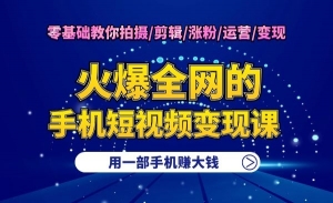 手机短视频赚钱课，揭秘抖音快手流量玩法，每月多赚3万