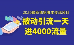 被动引流一天进4000流量，脚本变现项目