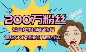 抖音短视频矩阵号，超200万粉的打造方法