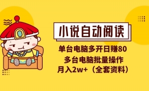 小说自动阅读项目，多台电脑批量操作，月入2w+