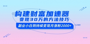 副业小白到持续变现月涨粉2000+，变现30万的方法技巧
