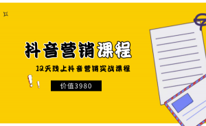 价值3980【抖音营销课】12天线上抖音营销实战课程