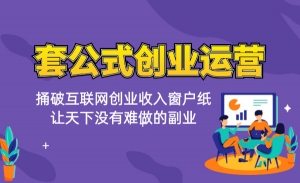 套公式创业运营捅破互联网创业收入窗户纸，让天下没有难做的副业