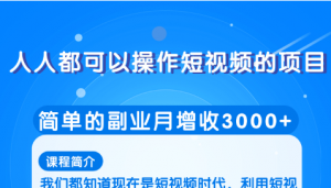 柚子团队内部课程：人人都可以操作短视频的项目，简单的副业月增收3000+柚子团队内部课程：人人都可以操作短视频的项目，简单的副业月增收3000+