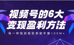 视频号的6大变现盈利方法，每一种做到极致都能年赚100W+