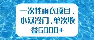 一次性雨衣项目，小众冷门，单次收益6000+