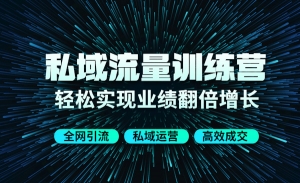 90天私域流量训练营：全网引流 私域运营 高效成交