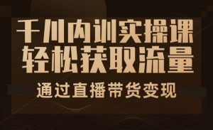 千川内训实操课，轻松获取流量，通过直播带货变现