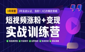 短视频涨粉+变现实战训练营年度版