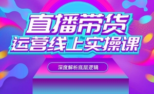 直播带货运营线上实操课 深度解析底层逻辑